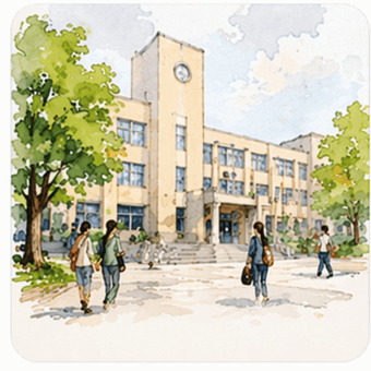 私立大学のパンフレット表紙紹介と資料請求案内